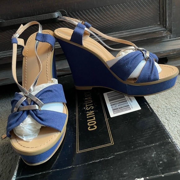Colin Stuart Cobalt & Silver Wedges 😍 - Picture 1 of 4